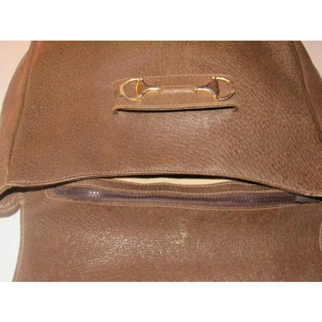 Gucci Horsebit W Envelope Top Clasp Brown Leather Shoulder Bag