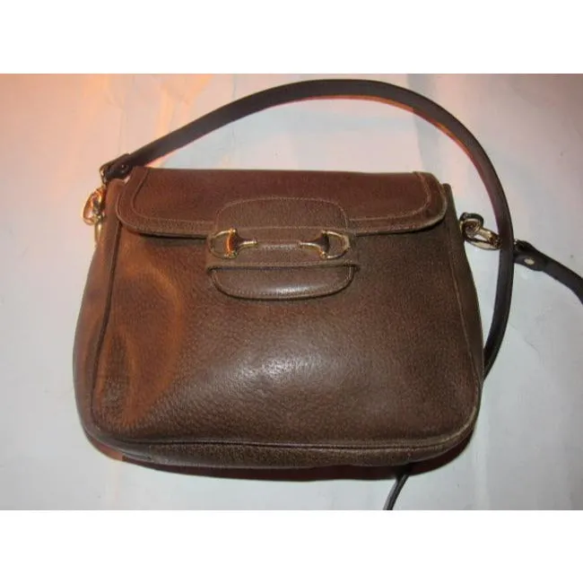 Gucci Horsebit W Envelope Top Clasp Brown Leather Shoulder Bag