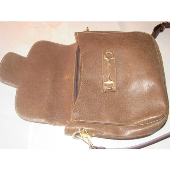 Gucci Horsebit W Envelope Top Clasp Brown Leather Shoulder Bag
