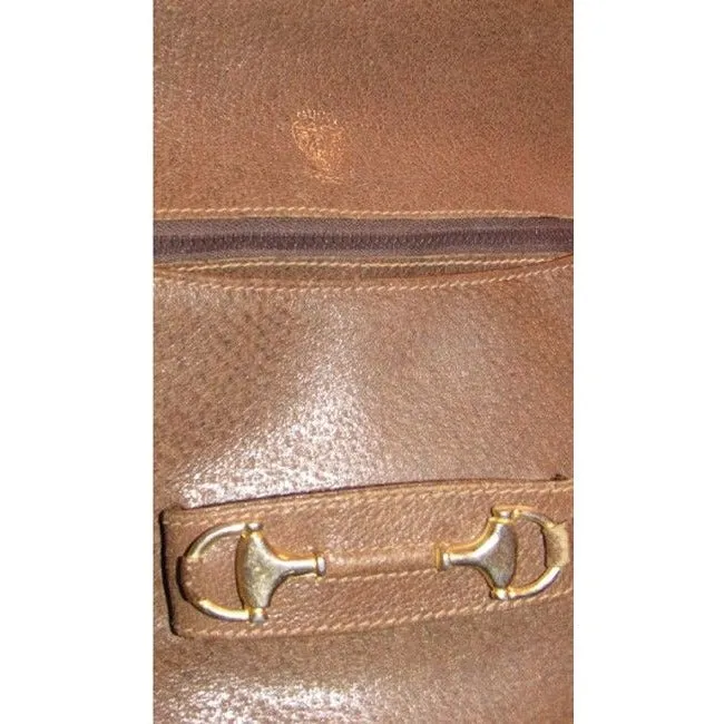 Gucci Horsebit W Envelope Top Clasp Brown Leather Shoulder Bag