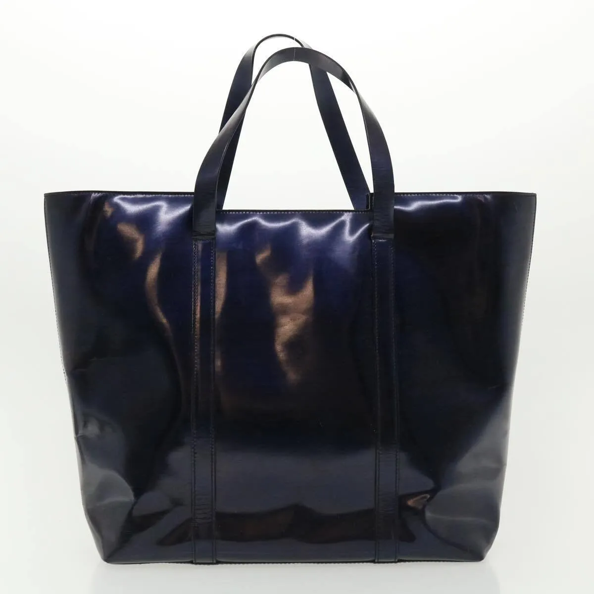 Gucci, metallic blue leather, XL tote bag/shoulder purse with  a top zip closure, graduated shape, & chrome accents