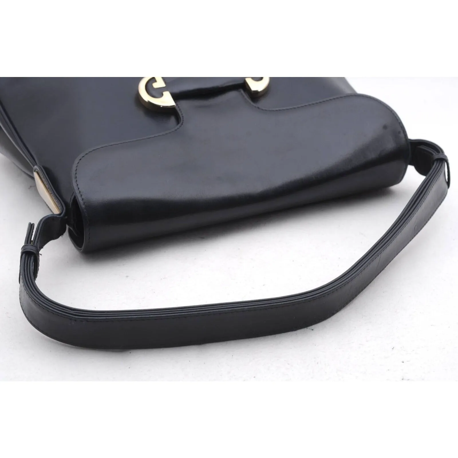 Gucci navy leather early Jackie shoulder bag with gold GG clasp
