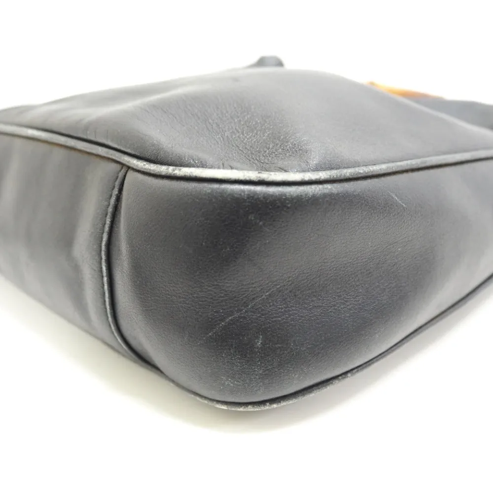 GUCCI Shoulder Bag 001 2852 1577 0 Leather, Bamboo black One Shoulder Bag Bamboo Women Used