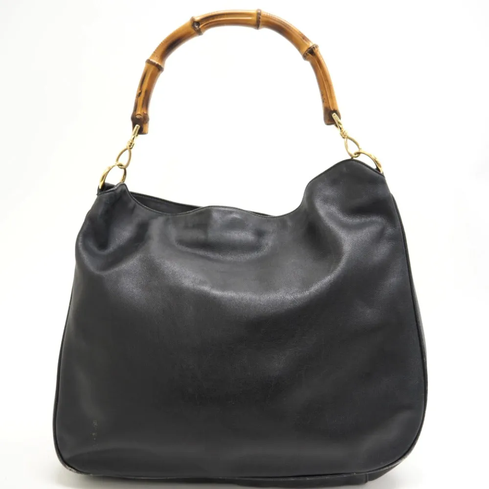 GUCCI Shoulder Bag 001 2852 1577 0 Leather, Bamboo black One Shoulder Bag Bamboo Women Used