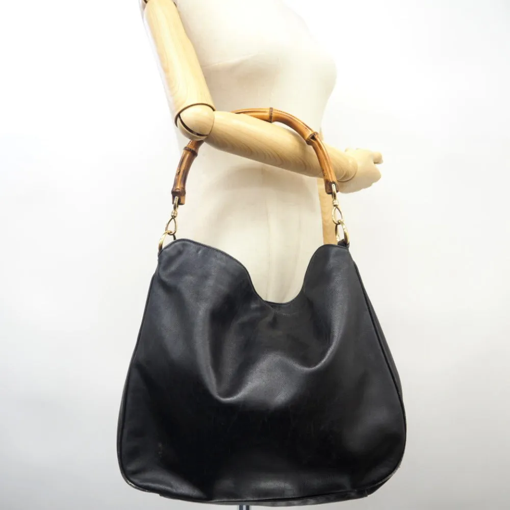 GUCCI Shoulder Bag 001 2852 1577 0 Leather, Bamboo black One Shoulder Bag Bamboo Women Used