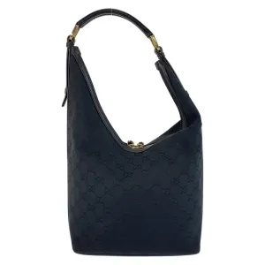 GUCCI Shoulder Bag 001 4288 GG canvas, leather Black GoldMetal Women Used