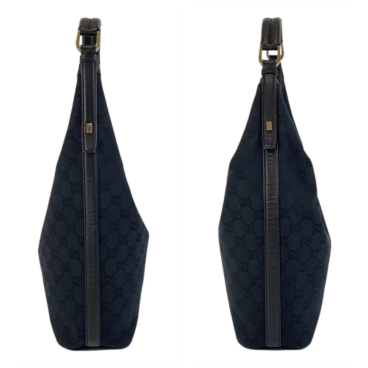 GUCCI Shoulder Bag 001 4288 GG canvas, leather Black GoldMetal Women Used