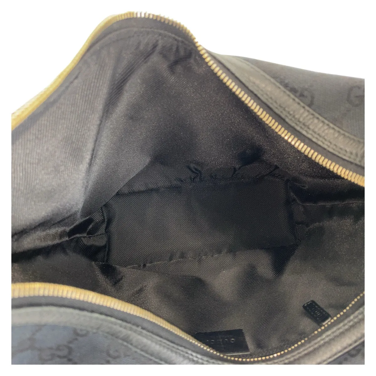GUCCI Shoulder Bag 001 4288 GG canvas, leather Black GoldMetal Women Used