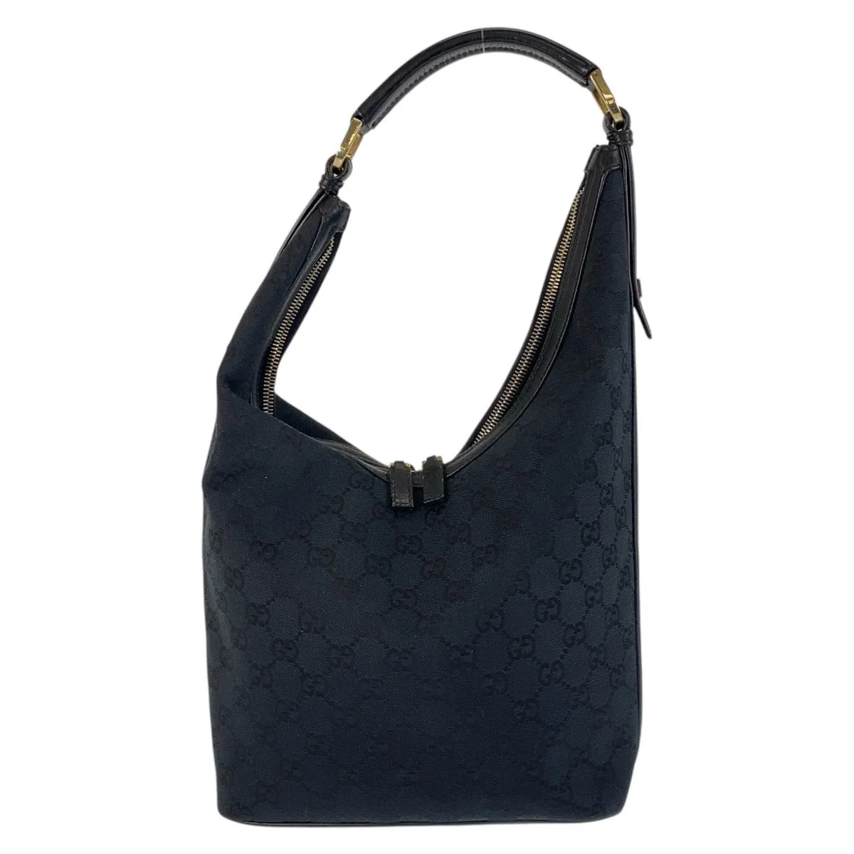 GUCCI Shoulder Bag 001 4288 GG canvas, leather Black GoldMetal Women Used