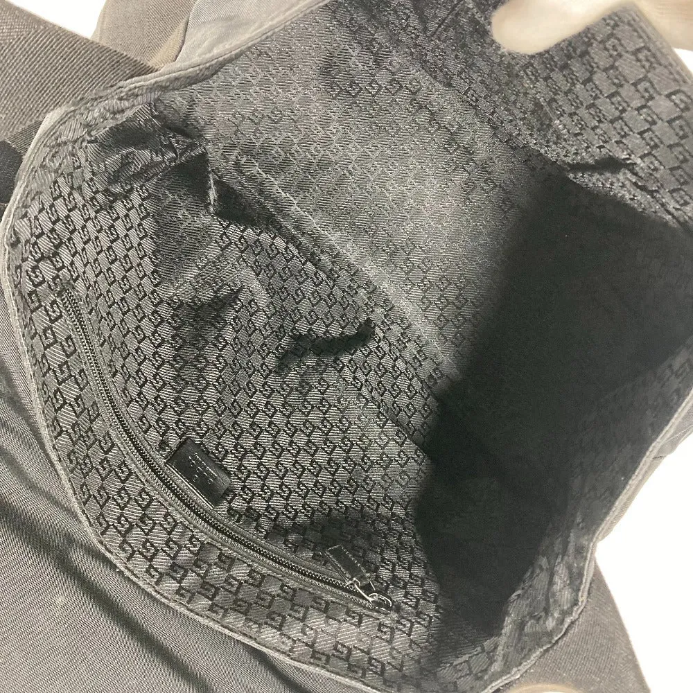 GUCCI Shoulder Bag 122374 Leather / nylon black Messenger bag logo flap unisex(Unisex) Used