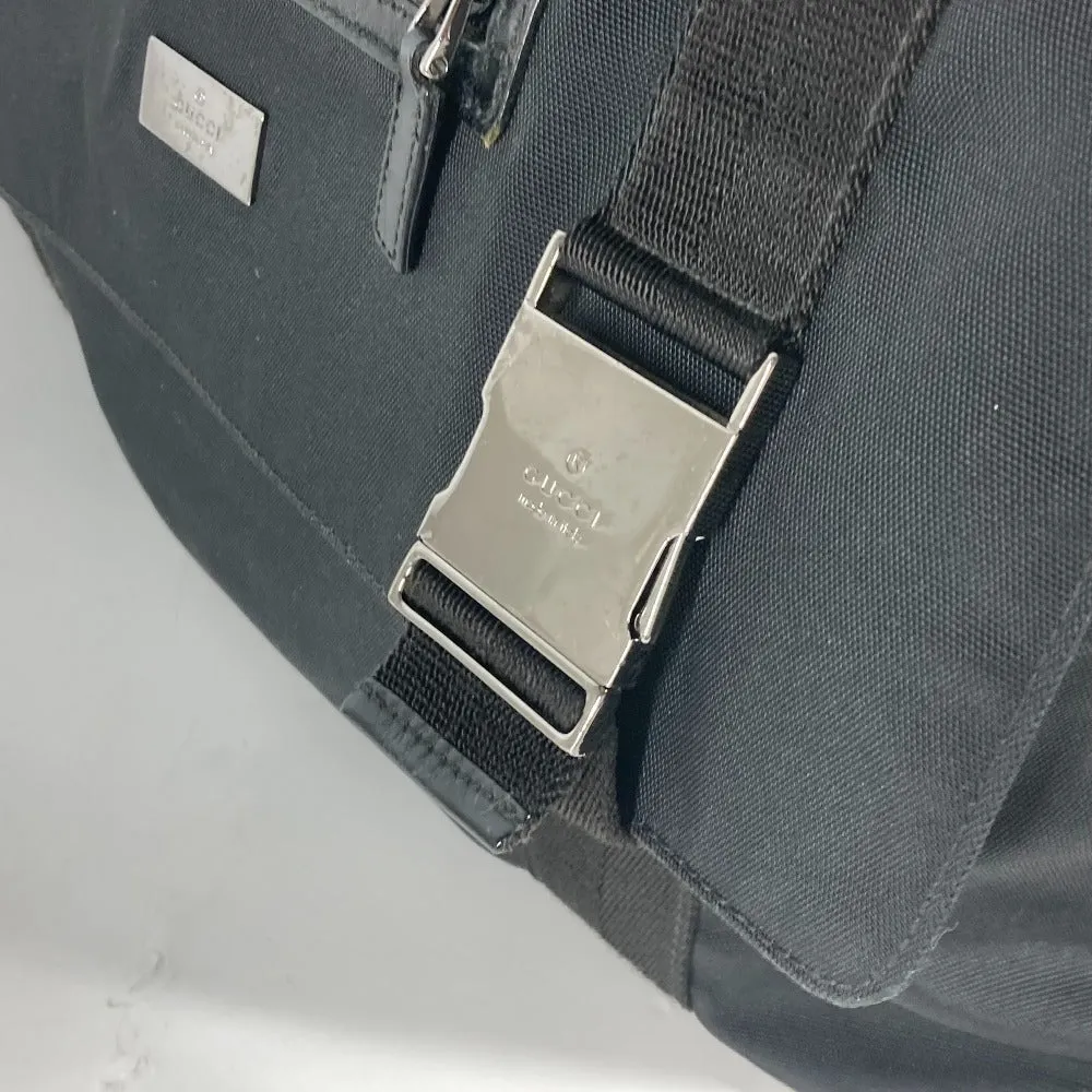 GUCCI Shoulder Bag 122374 Leather / nylon black Messenger bag logo flap unisex(Unisex) Used