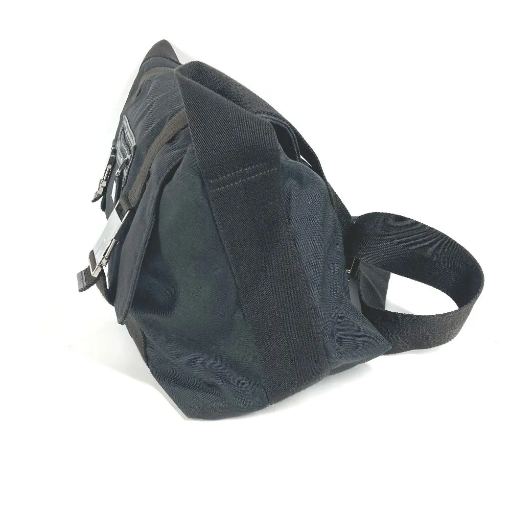 GUCCI Shoulder Bag 122374 Leather / nylon black Messenger bag logo flap unisex(Unisex) Used