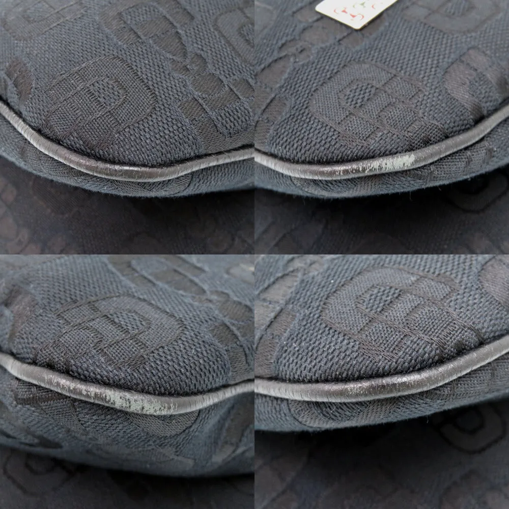 GUCCI Shoulder Bag 211523 canvas black Horsebit Pattern