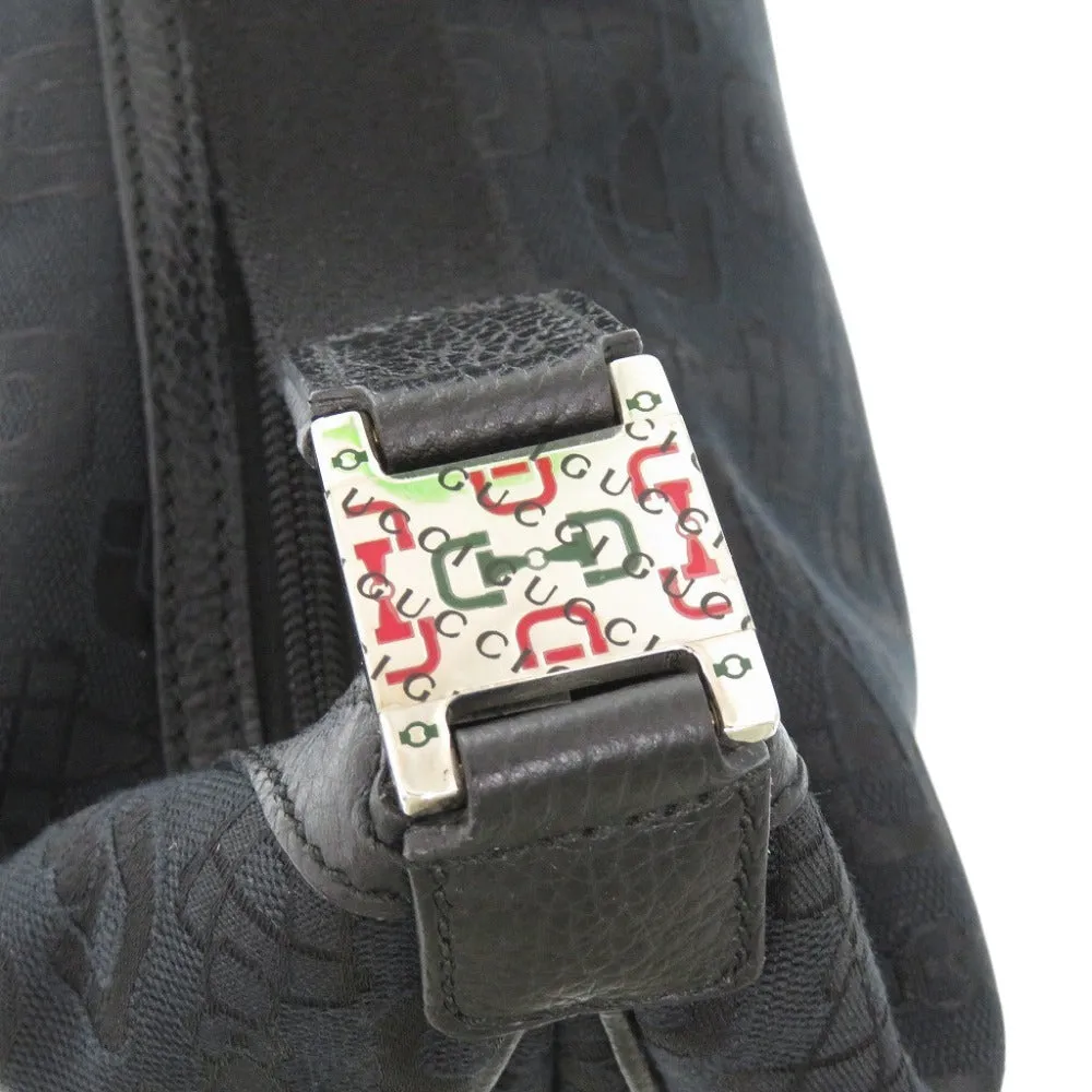 GUCCI Shoulder Bag 211523 canvas black Horsebit Pattern