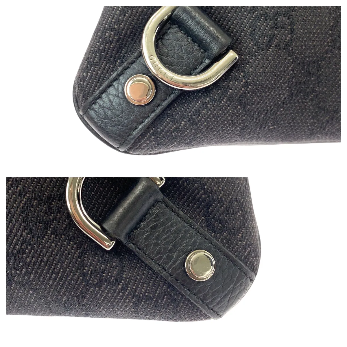 GUCCI Shoulder Bag 268642 GG canvas Black SilverMetal Abbey