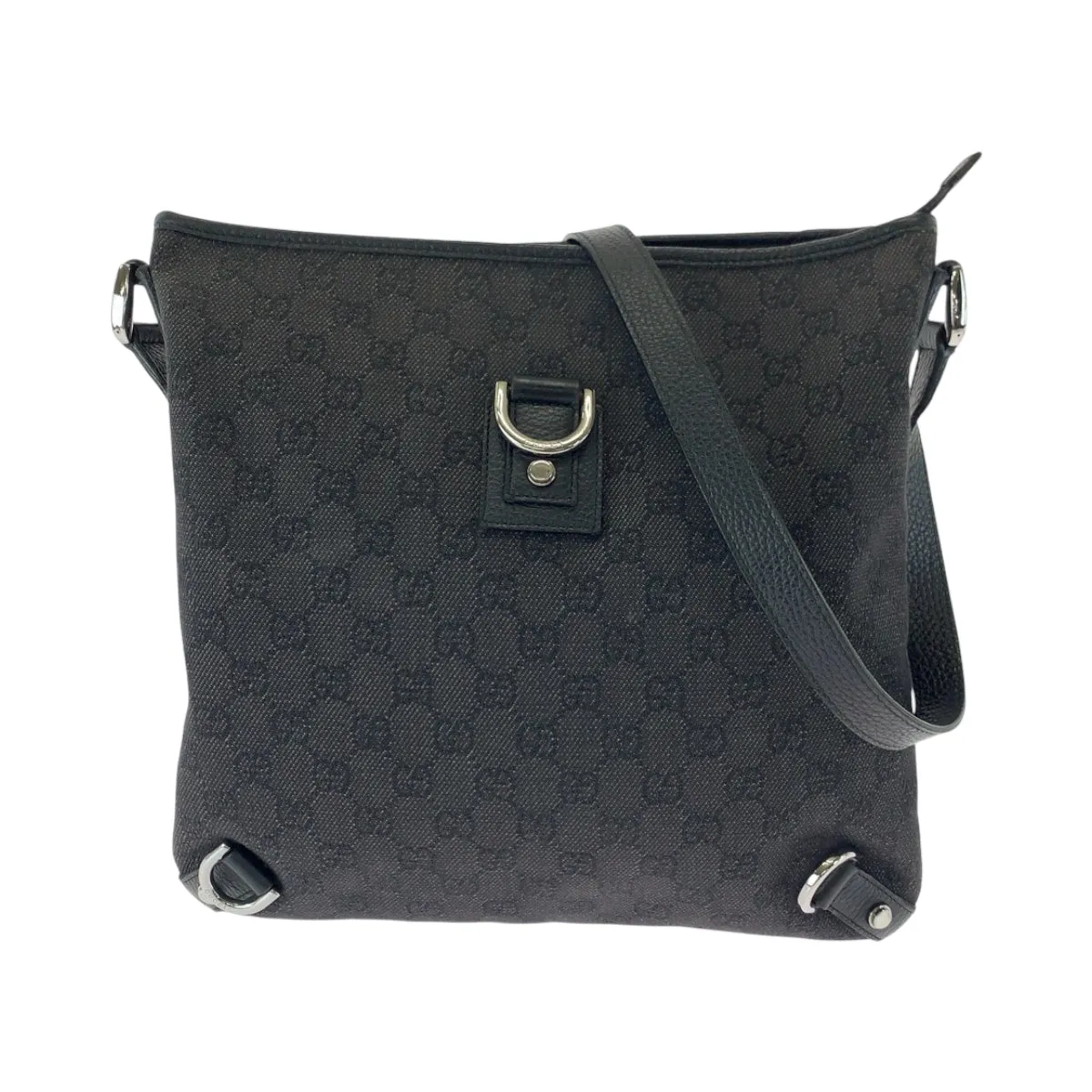 GUCCI Shoulder Bag 268642 GG canvas Black SilverMetal Abbey