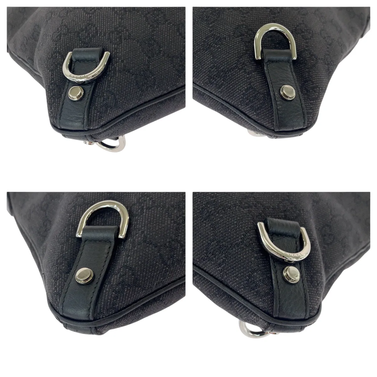 GUCCI Shoulder Bag 268642 GG canvas Black SilverMetal Abbey