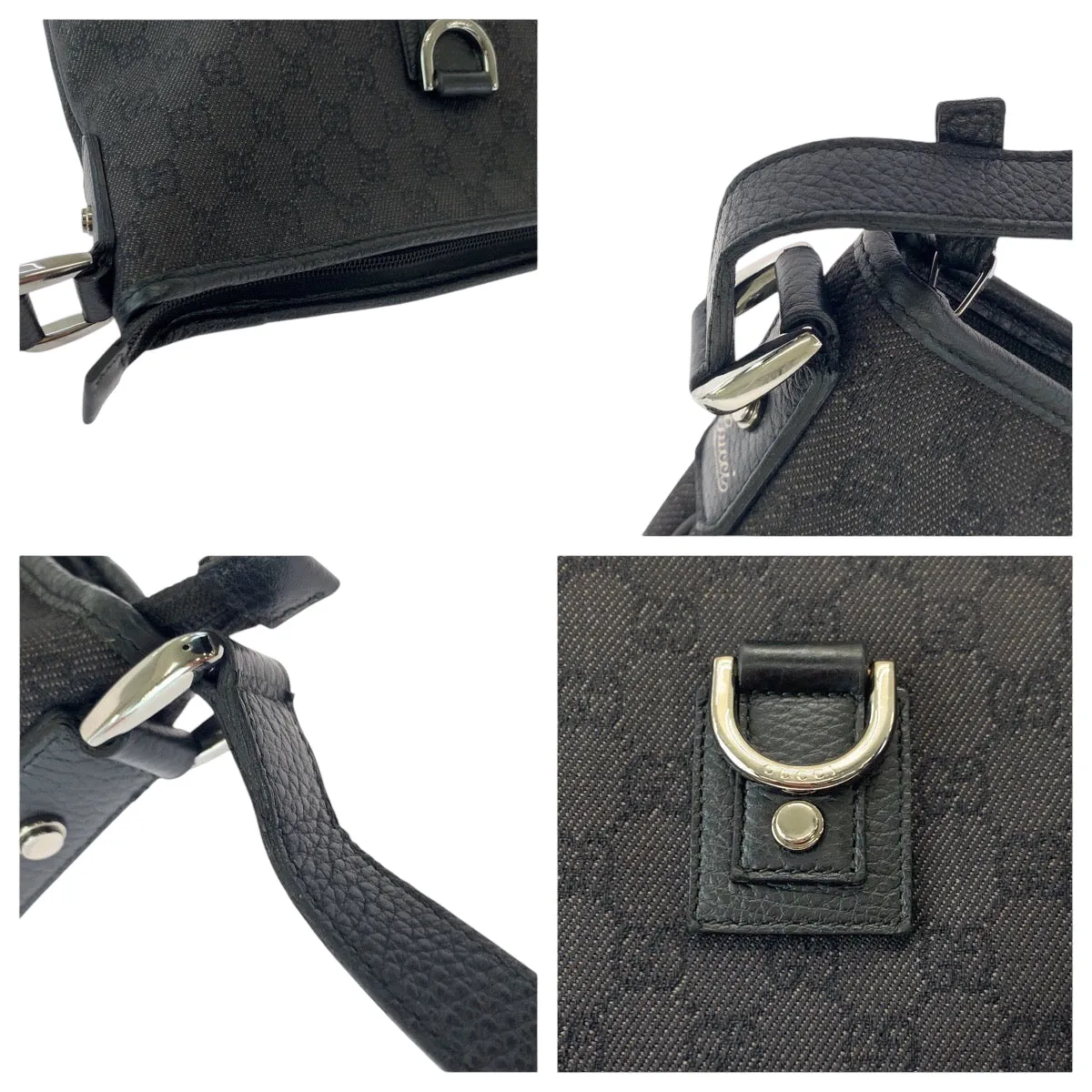 GUCCI Shoulder Bag 268642 GG canvas Black SilverMetal Abbey