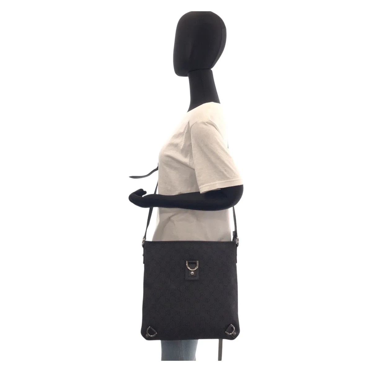 GUCCI Shoulder Bag 268642 GG canvas, leather Black SilverMetal Shoulder Bag Messenger bag Abbey Women Used