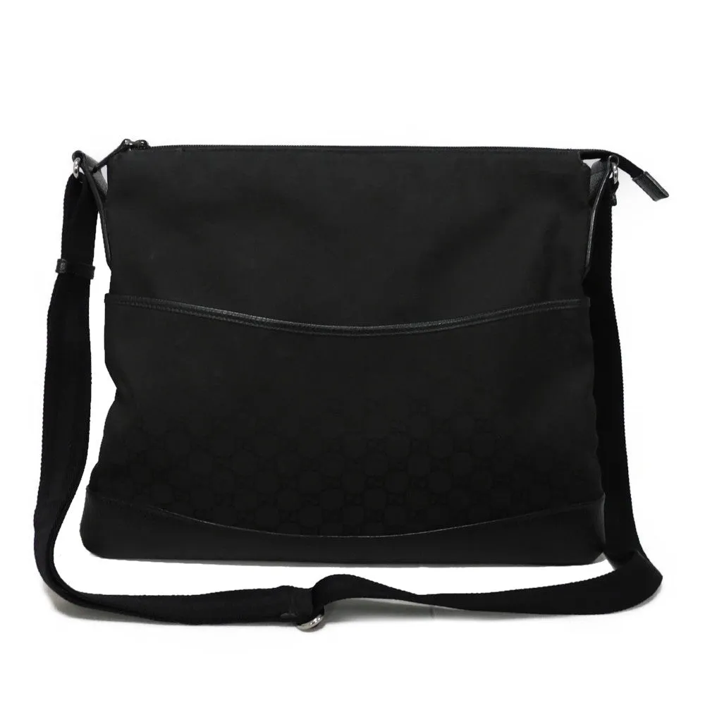 GUCCI Shoulder Bag 374411 GG nylon canvas x calf leather black GG nylon Messenger bag