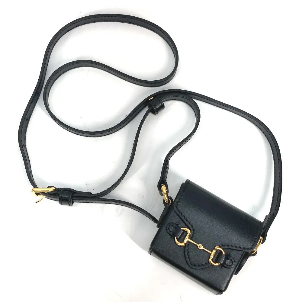 GUCCI Shoulder Bag 658611 leather black Shoulder Bag Crossbody Horsebit 1955(Unisex) Used