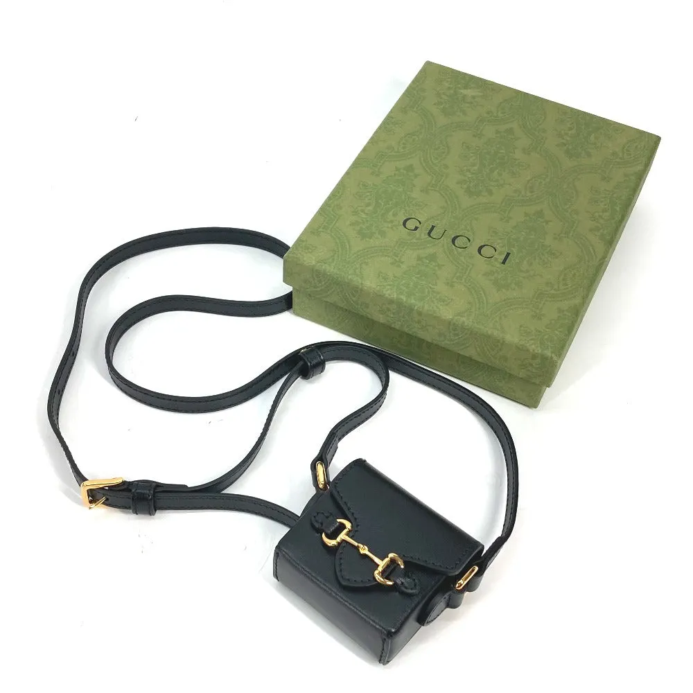 GUCCI Shoulder Bag 658611 leather black Shoulder Bag Crossbody Horsebit 1955(Unisex) Used