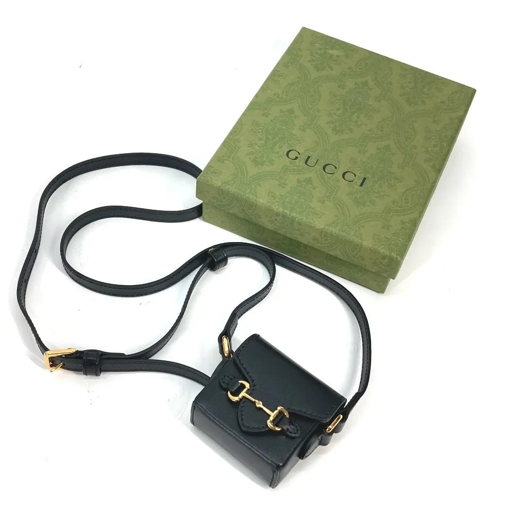 GUCCI Shoulder Bag 658611 leather black Shoulder Bag Crossbody Horsebit 1955(Unisex) Used