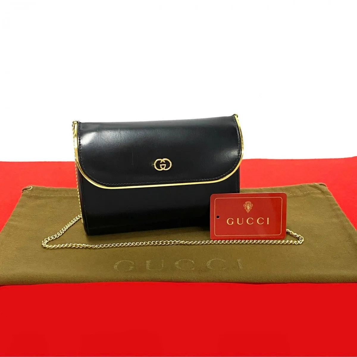 GUCCI Shoulder Bag leather black Old Gucci