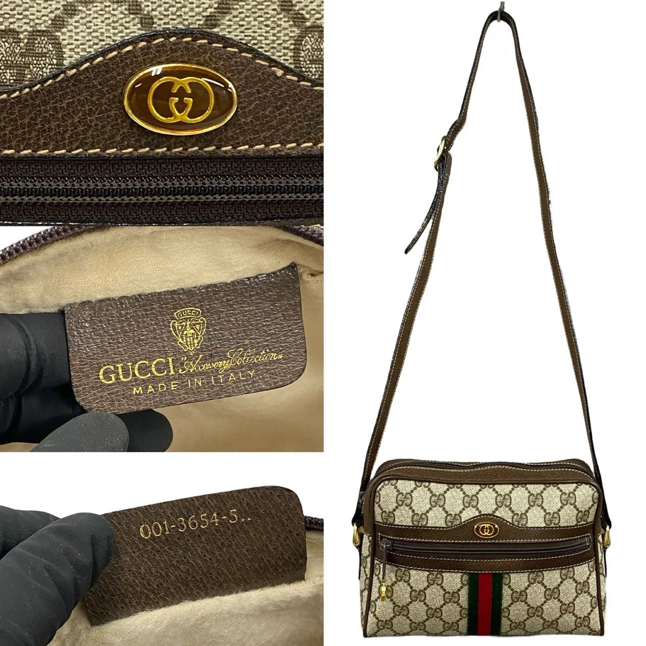 GUCCI Shoulder Bag leather Brown