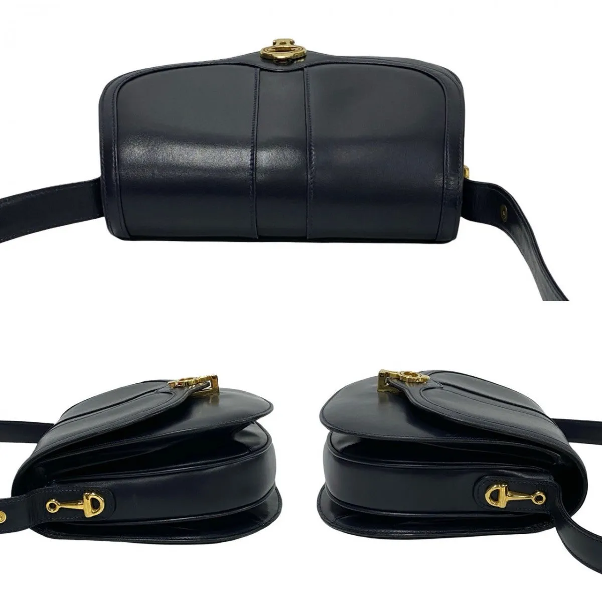 GUCCI Shoulder Bag leather Navy