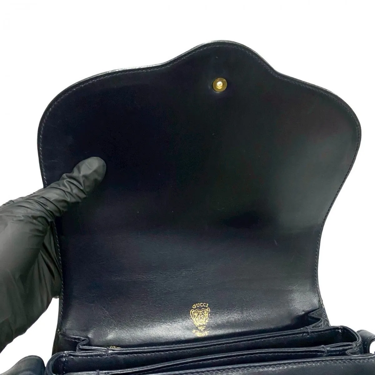 GUCCI Shoulder Bag leather Navy
