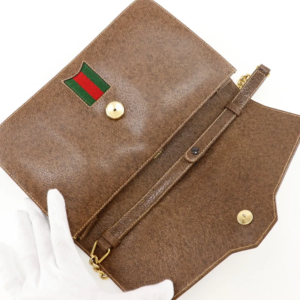 GUCCI Shoulder Bag PVC Brown 2-way clutch Sherry line Old Gucci Women Used