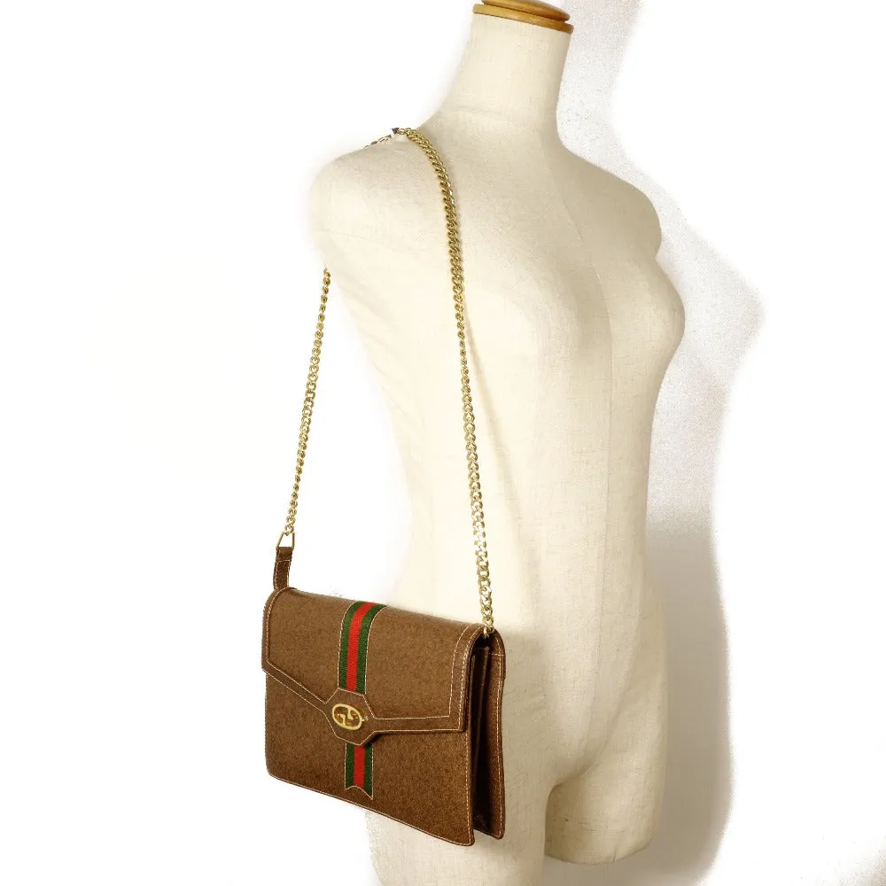 GUCCI Shoulder Bag PVC Brown 2-way clutch Sherry line Old Gucci Women Used