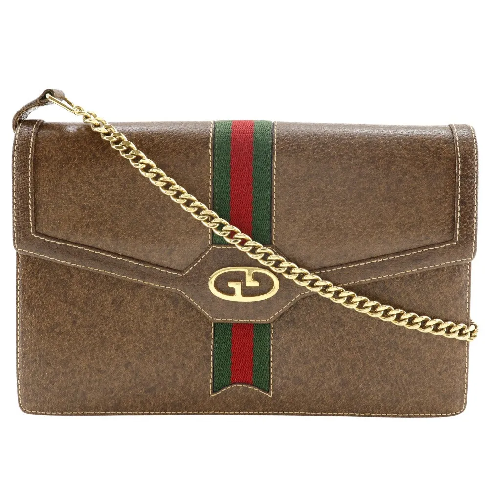 GUCCI Shoulder Bag PVC Brown 2-way clutch Sherry line Old Gucci Women Used