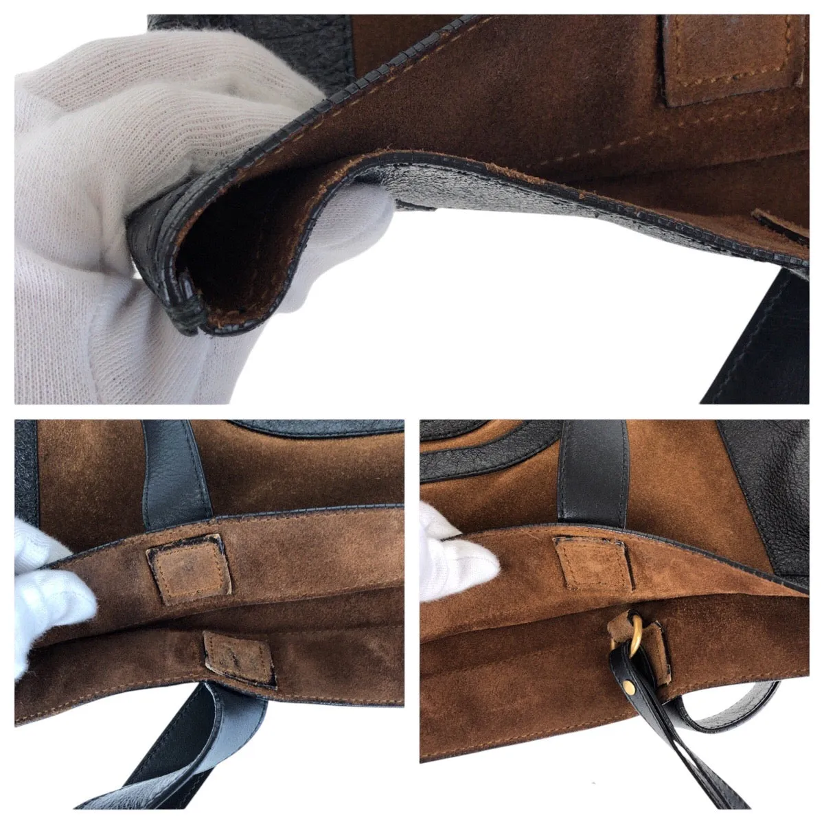 GUCCI Tote Bag 519335 Suede, Leather Brown Tote Bag Shoulder Bag Unisex Interlocking Women Used