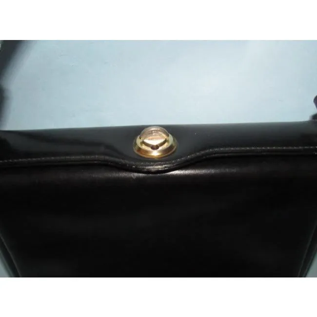 Gucci Vintage Black Glossy Leather Shoulder Bag