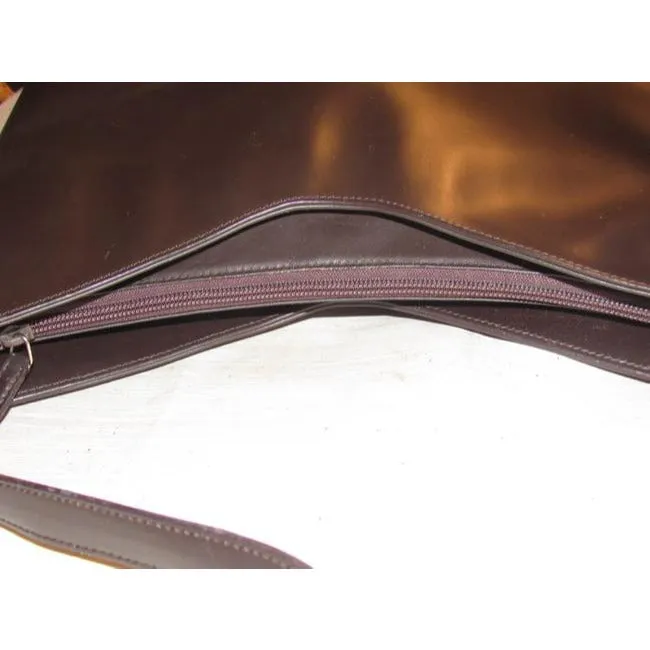 Gucci Vintage Brown Leather With V Top And Strap Shoulder Bag