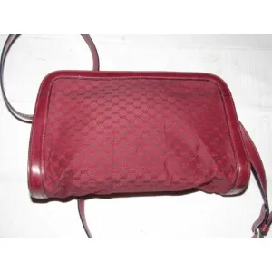 Gucci Vintage Pursesdesigner Purses Burgundy Small G Logo Canvas And Leather Leathercanvas Shoulder