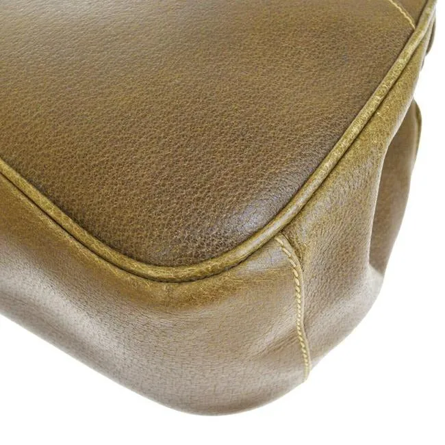 Gucci W Top Handle Purse Accent Brown Leatherbamboo And Shoulder Bag
