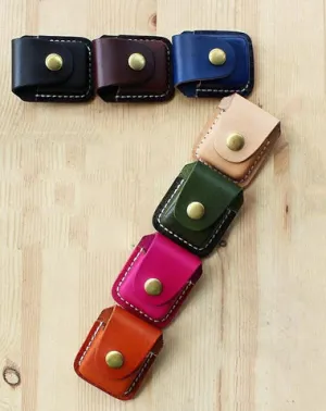 Handmade Blue Leather Mens Standard Zippo Lighter Case Zippo Lighter Holder with Belt Clip