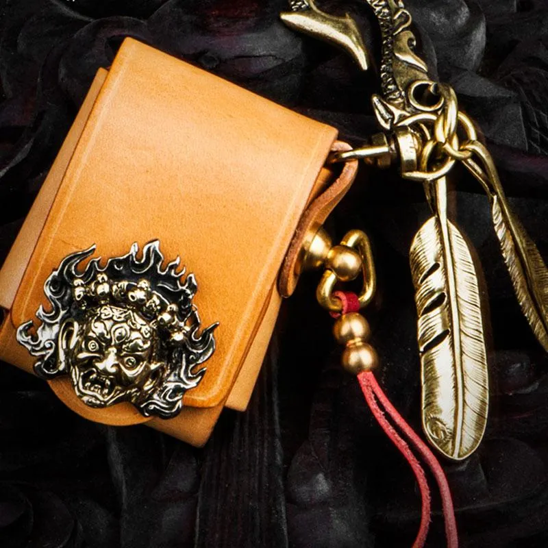 Handmade Leather Mens Leather Cigarette Cases Cigarette Box Lighter Pocket Tobacco Pouch