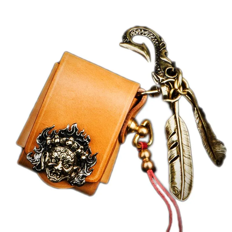 Handmade Leather Mens Leather Cigarette Cases Cigarette Box Lighter Pocket Tobacco Pouch
