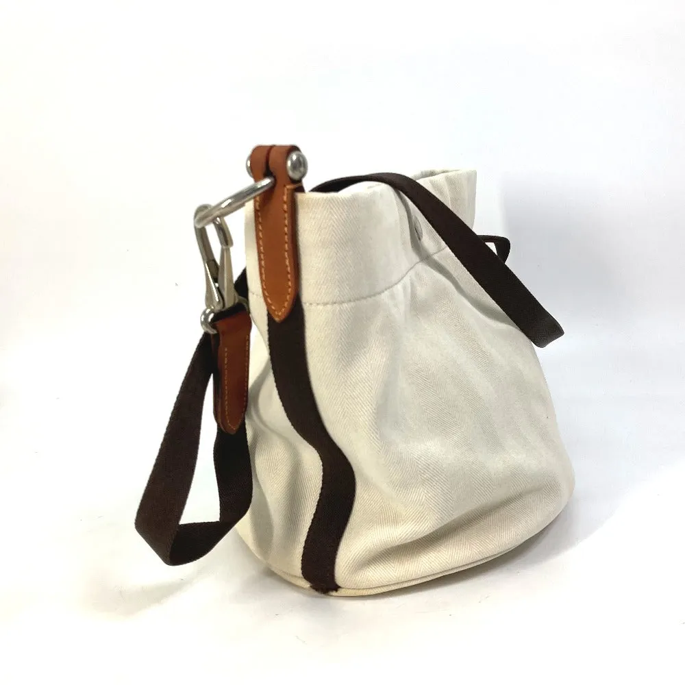 HERMES Shoulder Bag Leather / canvas white Crossbody Sac de Pansage bucket type