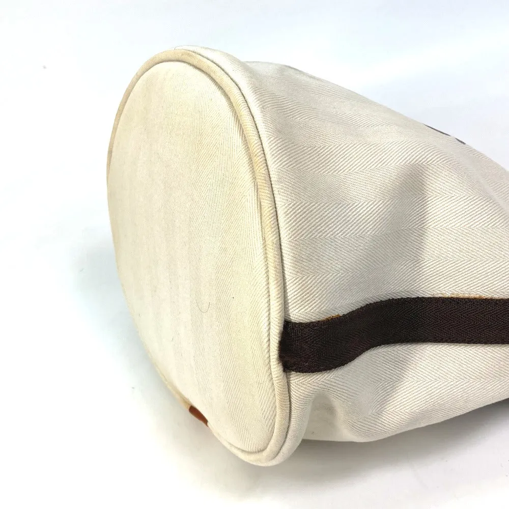 HERMES Shoulder Bag Leather / canvas white Crossbody Sac de Pansage bucket type