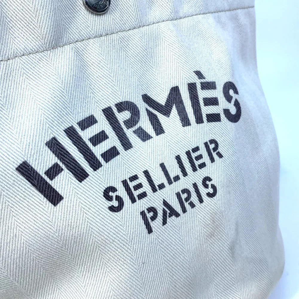 HERMES Shoulder Bag Leather / canvas white Crossbody Sac de Pansage bucket type
