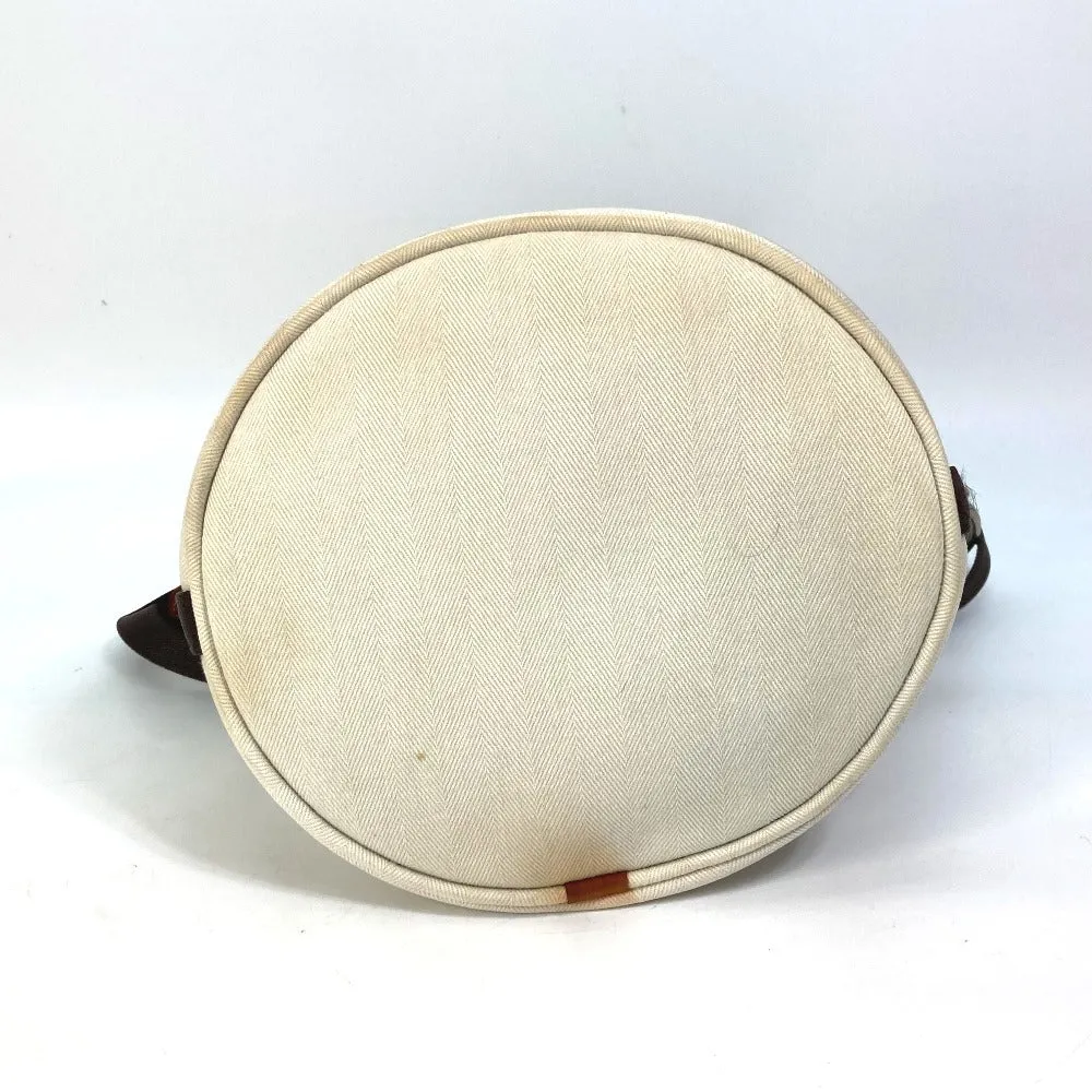 HERMES Shoulder Bag Leather / canvas white Crossbody Sac de Pansage bucket type