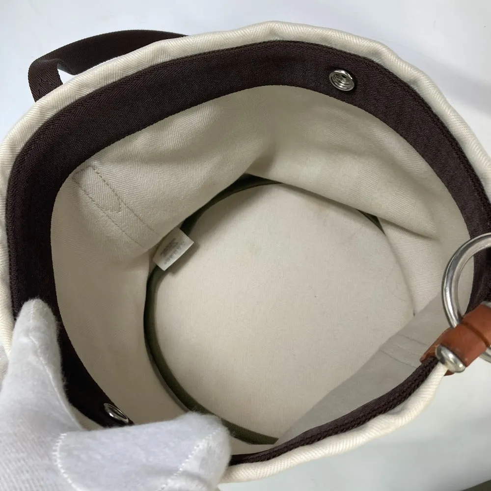HERMES Shoulder Bag Leather / canvas white Crossbody Sac de Pansage bucket type