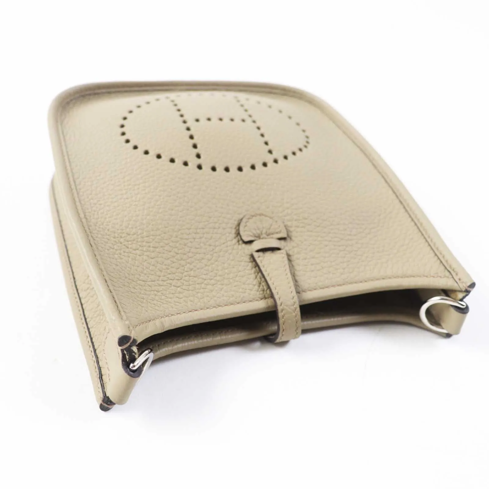 HERMES Shoulder Bag Taurillon Clemence Beige Alpha Evelyn TPM