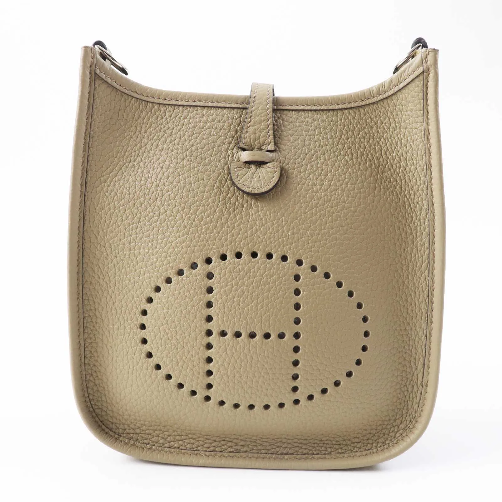 HERMES Shoulder Bag Taurillon Clemence Beige Alpha Evelyn TPM