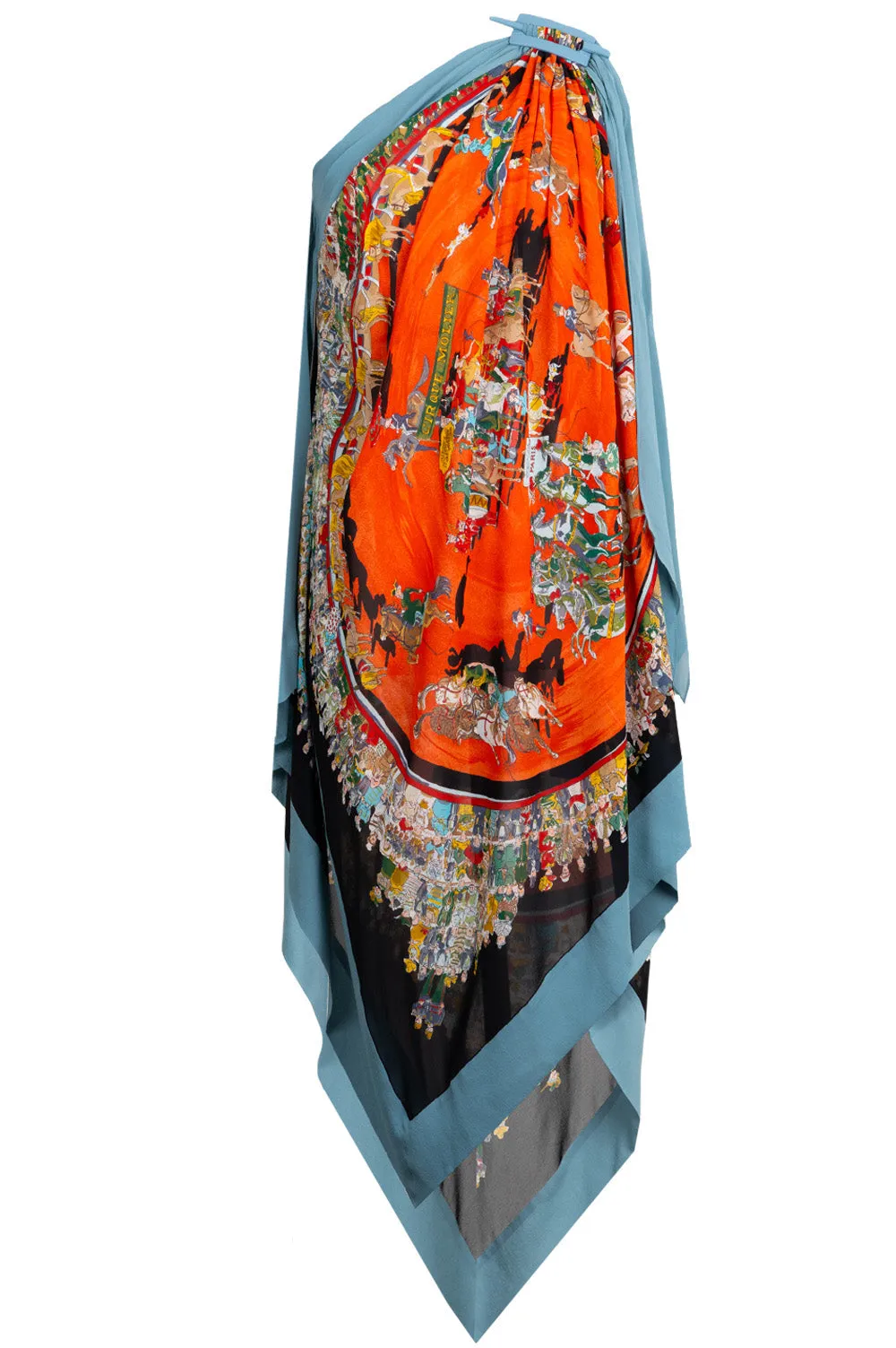 HERM??S One Shoulder Wrap Dress Silk